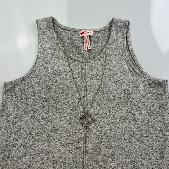 Poof! Grey Sleeveless Brushed French Terry A-Line Dress Y15-6 - Picture 2 of 4